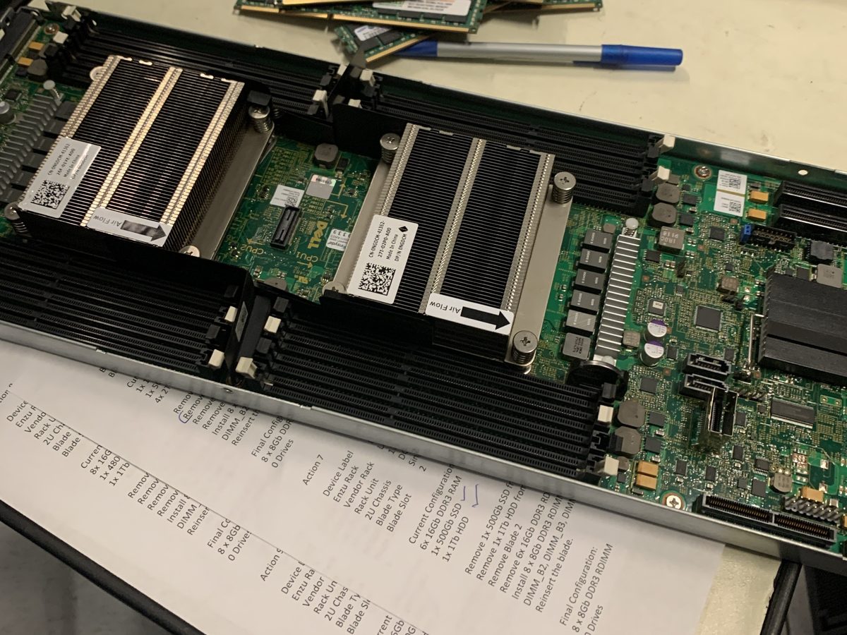 Blade server memory reconfiguration